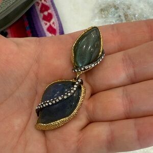 Alexis Bittar Gold and Blue Stone Earrings